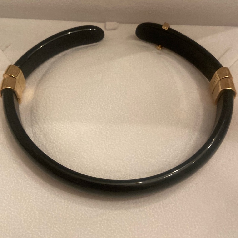 New with Tags Versace Black Enamel and Gold Choker Necklace